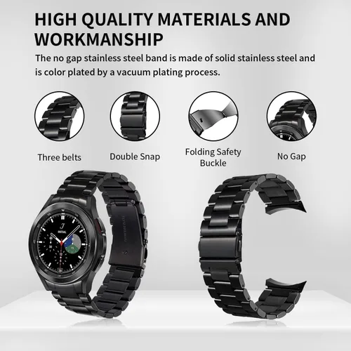Miniatura 3 de GOLDTOLUCK No Gap Stainless Steel Band Compatible with Samsung Galaxy Watch 8 7 6 5 4 Classic FE Pro Ultra 40mm 44mm 46mm 43mm 47mm 45mm 42mm