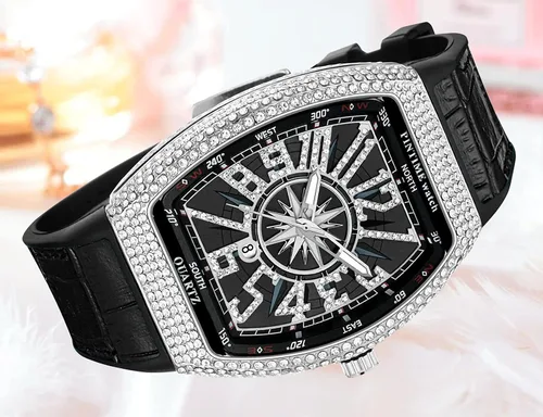 Miniatura 2 de Gosasa Reloj Tonneau único de moda para hombre con diamantes de imitación de cuarzo con correa de goma