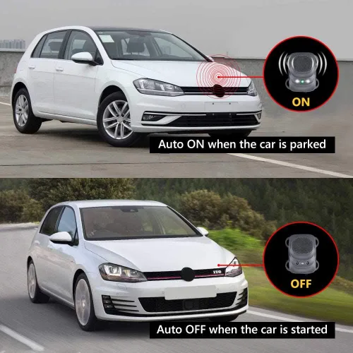 Miniatura 3 de Angveirt Repelente de roedores para motor de automóvil, debajo del capó, repelente de roedores con luces estroboscópicas, repelente ultrasónico