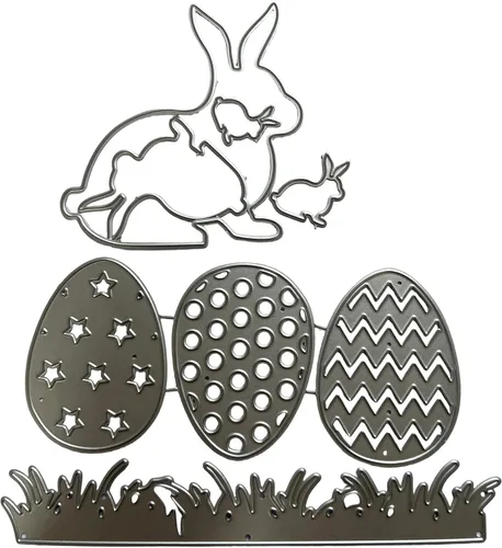 Troqueles de corte de conejo de Pascua feliz pasto huevo hierba para bricolaje álbum de recortes hacer tarjetas decoración