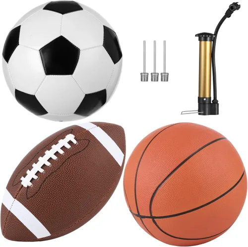 Juego de pelotas deportivas de 3 piezas, incluye fútbol tamaño 6, baloncesto tamaño 5 y pelota de fútbol tamaño 4, equipo deportivo de entrenamiento