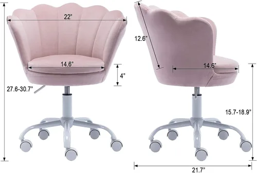 Miniatura 2 de chairus Bonita silla de escritorio para niños, de terciopelo, para sala de estar, silla tapizada para adolescentes con respaldo de concha, silla