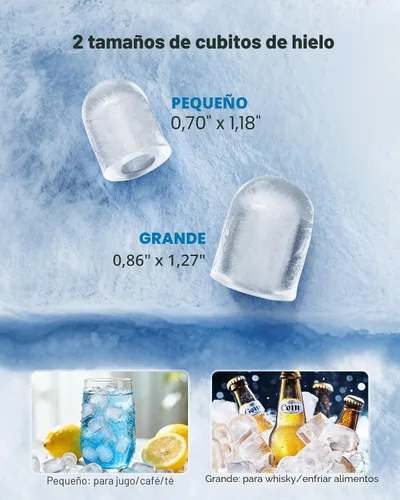 Miniatura 9 de Silonn - Máquina de hielo para encimera, máquina de hielo portátil con asa de transporte, máquinas de hielo autolimpiables con cesta y cuchara, 9