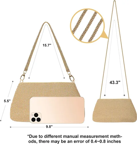 Miniatura 6 de Desy & Feeci Bolso de noche para mujer, bolso de mano completo con diamantes de imitación para mujer, dama, niña, novia, graduación, cóctel, fiesta