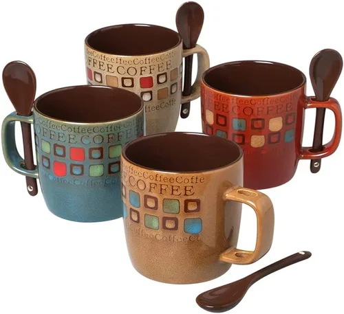 Miniatura 5 de Mr. Coffee Bliss - Juego de Tazas de Gres con Diseño Surtido de 4 Unidades (1 Paquete) de 20 Onzas