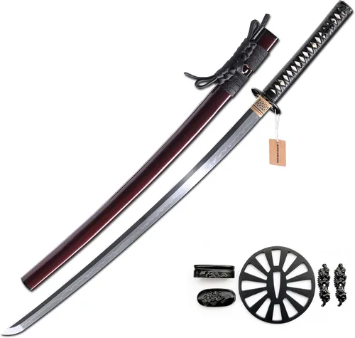 Miniatura 13 de MURASAME Katana Espada 41" T10 Acero Real Hamon Maquinilla de afeitar afilada espiga completa hecha a mano