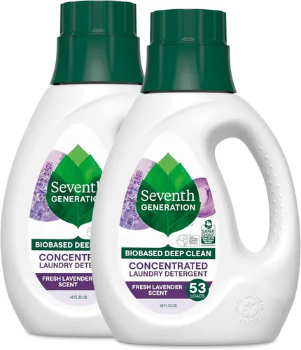 Seventh Generation Detergente concentrado para ropa, aroma a lavanda fresca, 40 onzas, paquete de 2 (106 cargas)