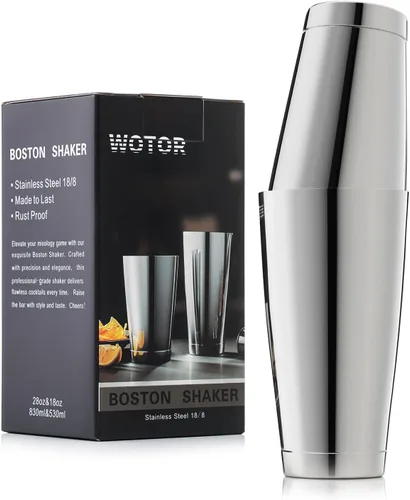 Miniatura 8 de WOTOR Juego de coctelera Boston, latas de coctelera de acero inoxidable ponderadas de 18 oz y 28 oz, coctelera de metal para Martini y mezclador