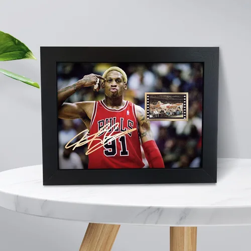 Miniatura 2 de ORIMAMI Póster deportivo de la superestrella Dennis Rodman de 8 x 6 pulgadas, con película firmada y de 0.039 x 1.378 in, gran regalo de recuerdo