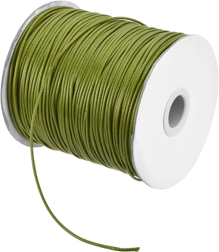 Miniatura 59 de MECCANIXITY Cordón encerado de poliéster encerado de 0.031 in, cuerda de cera de 175 yardas para hacer pulseras, collares, cuentas, joyería y Caqui
