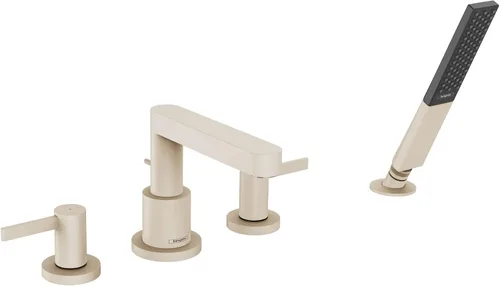 hansgrohe Finoris 76443821 - Juego de grifo de bañera y ducha estilo romano de 2 manijas y 0 pulgadas de ancho en níquel cepillado