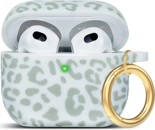 Miniatura 64 de Funda de silicona con flores compatible con AirPods Pro 2019, Gawnock - Funda suave y flexible para imprimir para mujeres y niñas con llavero - Flor