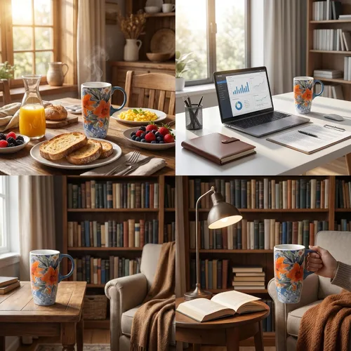 Miniatura 7 de Topadorn Taza de café de cerámica de 17 onzas con tapa y caja de regalo, taza de té de porcelana geométrica floral naranja acuarela, apta