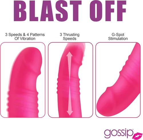 Miniatura 6 de Gossip Blasters - Vibrador de silicona de empuje 10X para mujeres, hombres y parejas. Vibrador de punto G para punto P, consolador curvo.