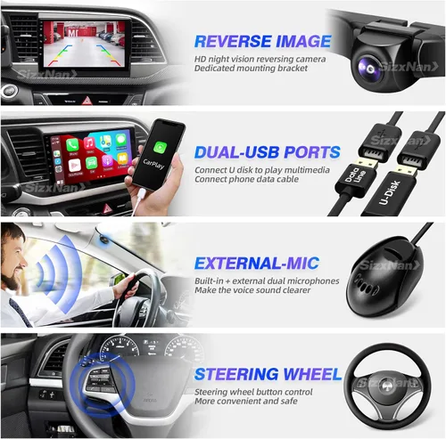 Miniatura 5 de para Elantra 2016 2017 2018 Android pantalla táctil compatible con Carplay inalámbrico Android Auto, radio de coche estéreo Bluetooth navegación