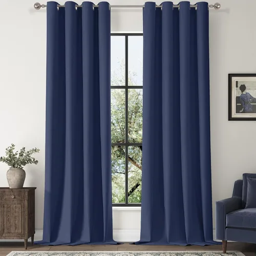 Miniatura 27 de ChrisDowa Cortinas 100% Opacas de Abedul Sólido de 45 Pulgadas de Largo, 2 Paneles para Dormitorio y Sala de Estar, Estilo Granja Oscurecedoras