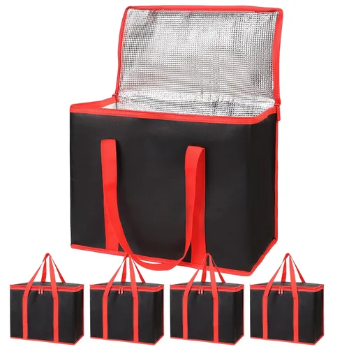 Miniatura 13 de Bodaon - Paquete de 5 bolsas aisladas para entrega de alimentos para comidas frías y calientes, tamaño XXXL, bolsa aislada para catering, bolsa