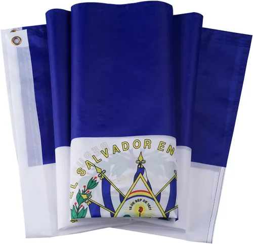 Miniatura 5 de DANF - Bandera de El Salvador de 3 x 5 pies de poliéster grueso, resistente a la decoloración, ojales de latón, cabecera de lona, banderas