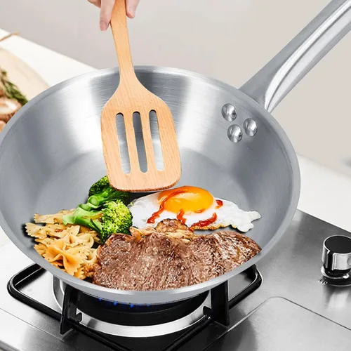 Miniatura 4 de Sartén de acero inoxidable, sartén de una sola manija, utensilios de cocina de inducción, ideal para cocinar en casa y chef profesional