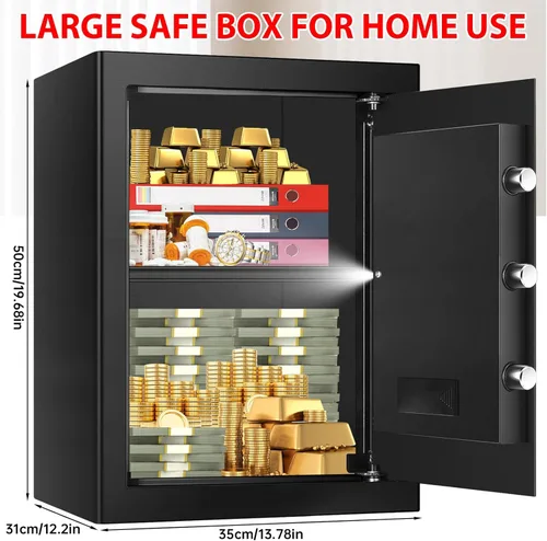 Miniatura 2 de 3.3 pies cúbicos Cajas de seguridad grandes ignífugas para uso doméstico, caja de seguridad para el hogar digital ignífuga impermeable con teclado