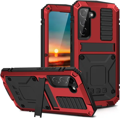 Miniatura 21 de Simicoo Samsung S22 - Funda de metal con protector de pantalla y protector de cámara, resistente a los golpes, con soporte, cubierta completa