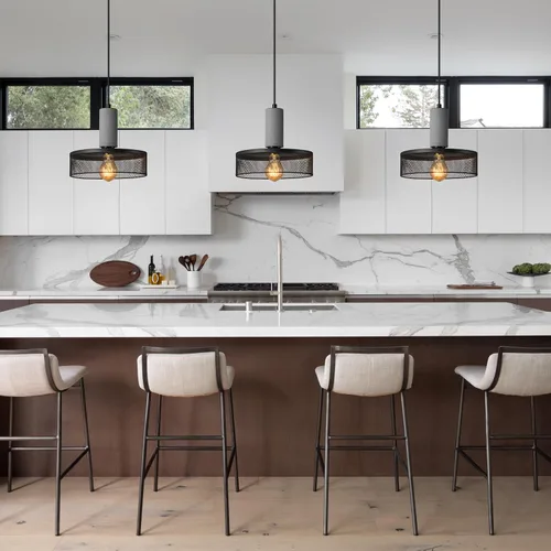 Miniatura 4 de Lámpara colgante con hormigón y metal negro lineal moderno industrial colgante de cemento colgante iluminación isla de cocina para dormitorio