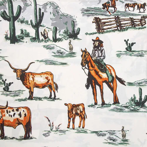 Miniatura 6 de Paseo Road Ranch Life Western Bedding - Juego de funda de edredón de algodón de 2 piezas, tamaño individual, estampado verde de cuernos largos