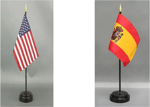 Miniatura 120 de Juego de banderas de escritorio de Afganistán, hecho en Estados Unidos, de rayón de 4 x 6 pulgadas, escritorio de oficina y pequeñas banderas