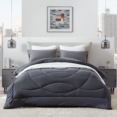 Miniatura 13 de SLEEP ZONE - Juego de edredón reversible y refrescante tamaño matrimonial, relleno alternativo suave, transpirable y cálido para todo el año, lado A