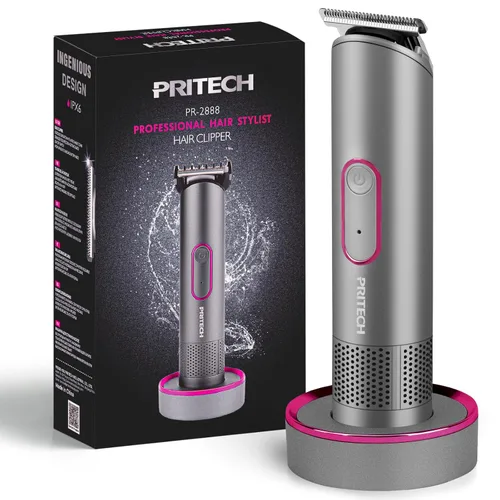 PRITECH - Juego de cortadora de pelo para mujer, recargable e inalámbrica, peluquería en el hogar, corte de rebaje, color gris Aurora