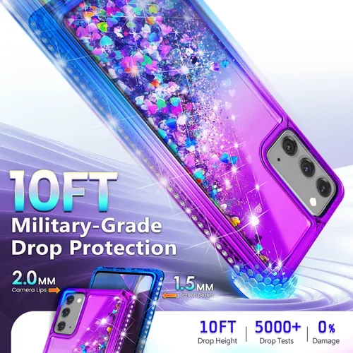 Miniatura 164 de NGB - Funda de teléfono diseñada para Samsung Galaxy S9+ Plus, morado/azul, con purpurina líquida para mujeres y niñas, con protector de pantalla