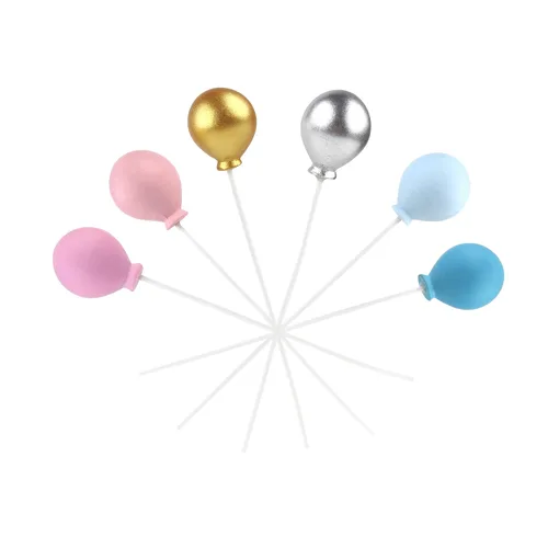 Ercadio Paquete de 12 adornos de globos de resina redonda 3D para cupcakes para baby shower, niñas, niños, cumpleaños, boda, fiesta, suministros de