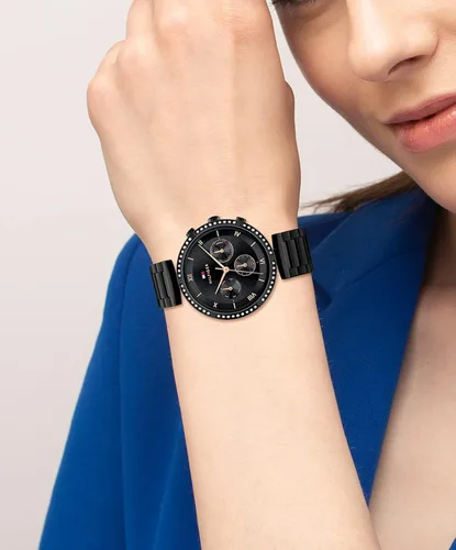 Miniatura 4 de Tommy Hilfiger Reloj de pulsera multifunción de cuarzo para mujer de acero inoxidable y eslabones modelo 1782390 Negro Reloj de cuarzo