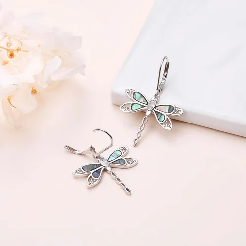 Miniatura 114 de Aretes colgantes de filigrana de plata de ley 925, margarita, loto, flor de rosa, piedra lunar, lágrima para mujer, nudo celta infinito, margarita