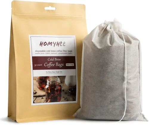 Miniatura 8 de Filtros de café frío sin ensuciar, 100 bolsas desechables de malla fina para concentrado/cafetera helada, kit de prensa francesa/fría, té caliente