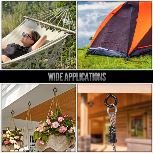 Miniatura 7 de 2 ganchos de ojo de tornillo resistentes de 6 pulgadas, tornillos autorroscantes, 800 libras de resistencia a la rotura, ganchos de ojo atornillados