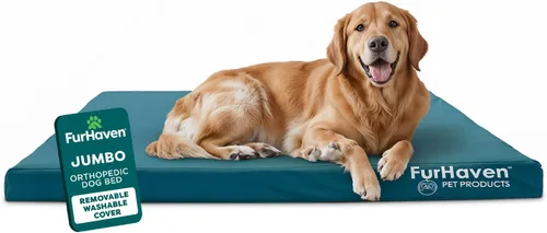 Miniatura 23 de Furhaven Cama ortopédica resistente al agua para perros grandes con funda extraíble lavable, para perros de hasta 95 libras – Colchón de lona Oxford
