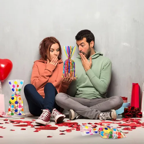 Miniatura 6 de Aneco Paquete de 100 bolsas de celofán arcoíris de 10.6 x 5.1 pulgadas, bolsas de plástico para dulces, bolsas de regalo, bolsas de regalo con lazos