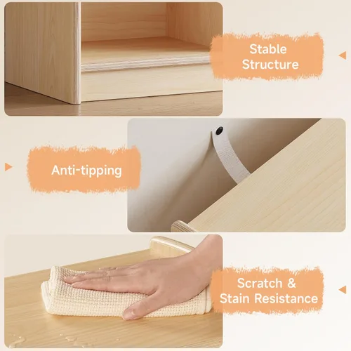 Miniatura 8 de ONBRILL Estantería Montessori de 8 cubos, estantería y organizador de almacenamiento de juguetes para habitación de niños, estantería de madera de 3