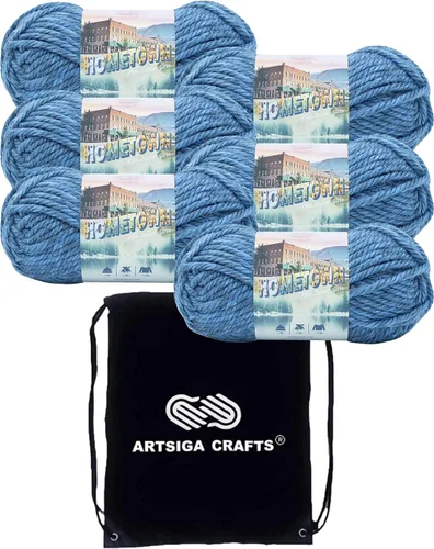 Miniatura 23 de Lion Brand Hometown New York White 135-100 (3 madejas - mismo lote de tinte) #6 S Bulky - Hila acrílica para crochet y tejer con bolsa para proyectos