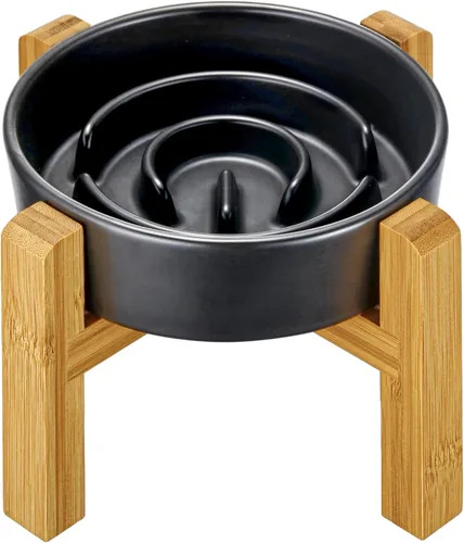 Miniatura 10 de Cuencos de cerámica para perros de alimentación lenta, 2.0 tazas de comedero lento para perros medianos y grandes, cuenco de laberinto de Blanco