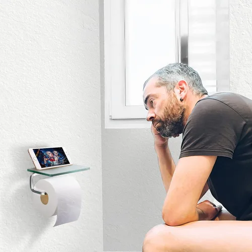 Miniatura 5 de Soporte de papel higiénico para baño, soporte de papel higiénico con estante, soporte de papel higiénico con estante, soporte de papel higiénico