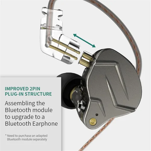 Miniatura 5 de KZ ZSN Pro - Auriculares para videojuegos, monitor intrauditivo de alta fidelidad, sonido estéreo, auriculares IEM, cancelación de ruido, Gris