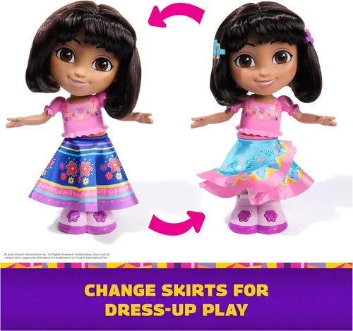 Miniatura 6 de Dora, Baila conmigo Dora, muñeca interactiva que baila con 2 faldas, frases bilingües y música, juguetes para niñas y niños a partir de 3 años