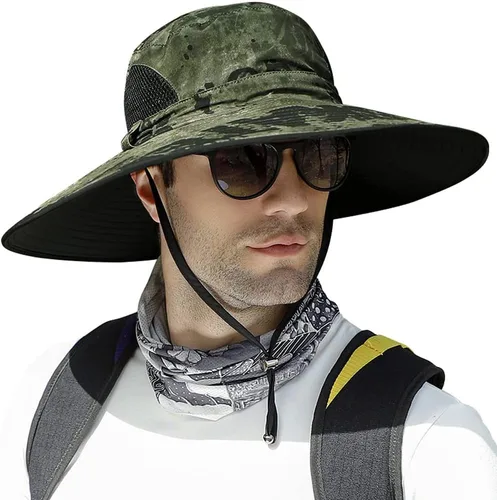 Miniatura 10 de 【Gran tamaño XXL y ala ancha】 Sombreros de sol para hombre, UPF50+resistente al agua: sombrero de pesca Boonie para senderismo, safari, playa, jardín