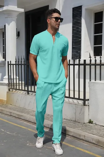 Miniatura 116 de FZNHQL Conjunto deportivo de moda para hombre, 2 piezas, casual, atlético, para correr, manga corta/larga, conjunto para hombre