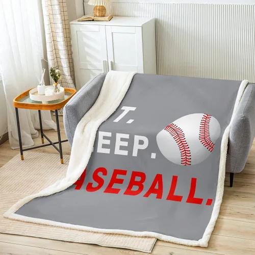 Miniatura 17 de Feelyou Football Throw Blanket Basketball Sports Soft Fleece Sherpa Cozy Fuzzy Plush Warm Soccer Ball Game Fuzzy Plush Throw Black Baseball Gaming