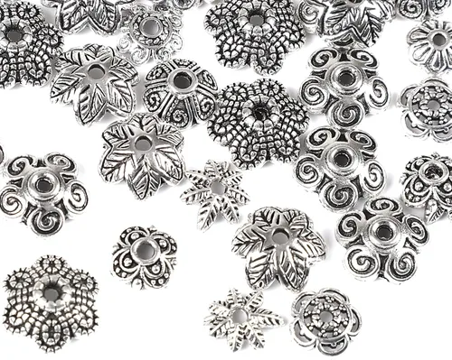 Miniatura 16 de FEBSNOW Alrededor de 160 cuentas espaciadoras, estilo Bali, mezcla de plata tibetana y oro antiguo para pulseras, collares, aretes, suministros