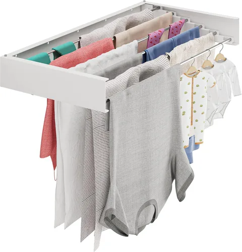 Estante de secado de ropa plegable, colgador de ropa que ahorra espacio, estante de secado montado en la pared, organizador de lavandería, estantes