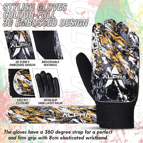 Miniatura 3 de AlphaSports Guantes de portero de fútbol para niños, jóvenes y adultos, guantes de portero de fútbol con palma de látex de 0.157 in y doble